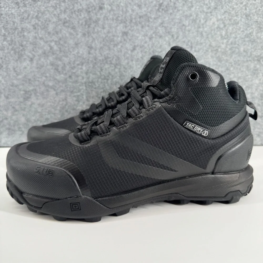 5.11 A/T Mid WP Tactical Boots Mens 6.5 Black Waterproof Hiking Worn 1X